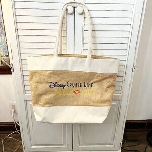 Disney Cruise Line Castaway Club Burlap Canvas Large Zip Beach Bag Tote